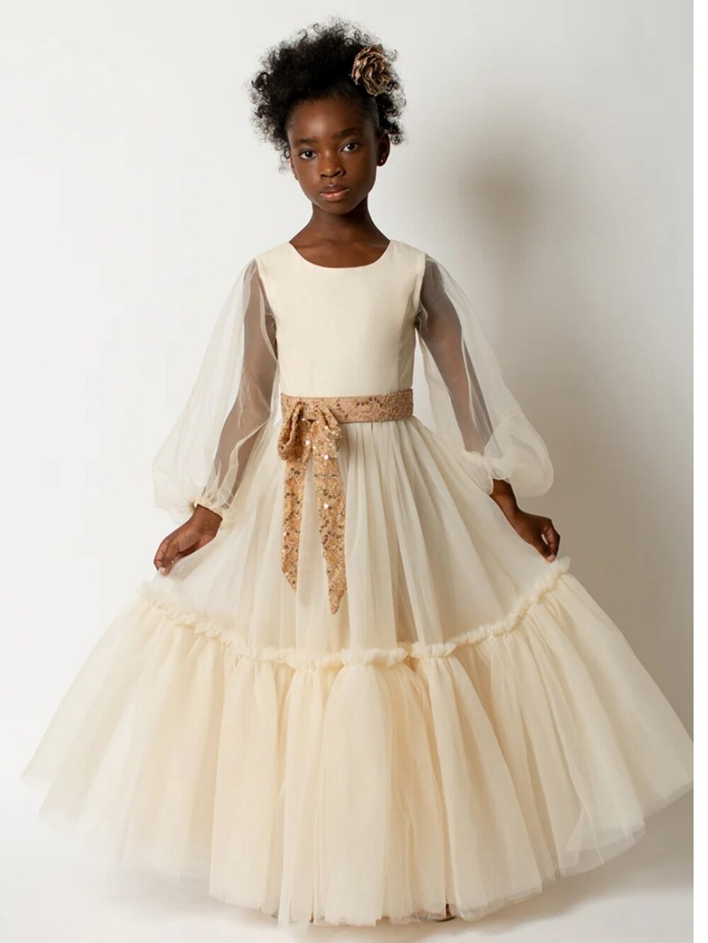 Joyfolie Tianna Ivory Tulle Dress (Belt Not Included)